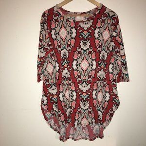 honeyme Burnt Orange Damascus Print Tunic Size Med
